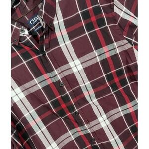 Mens Chaps Easy Care Twill Long Sleeve Plaid Button Up Shirt Size XXL 2XL - NICE